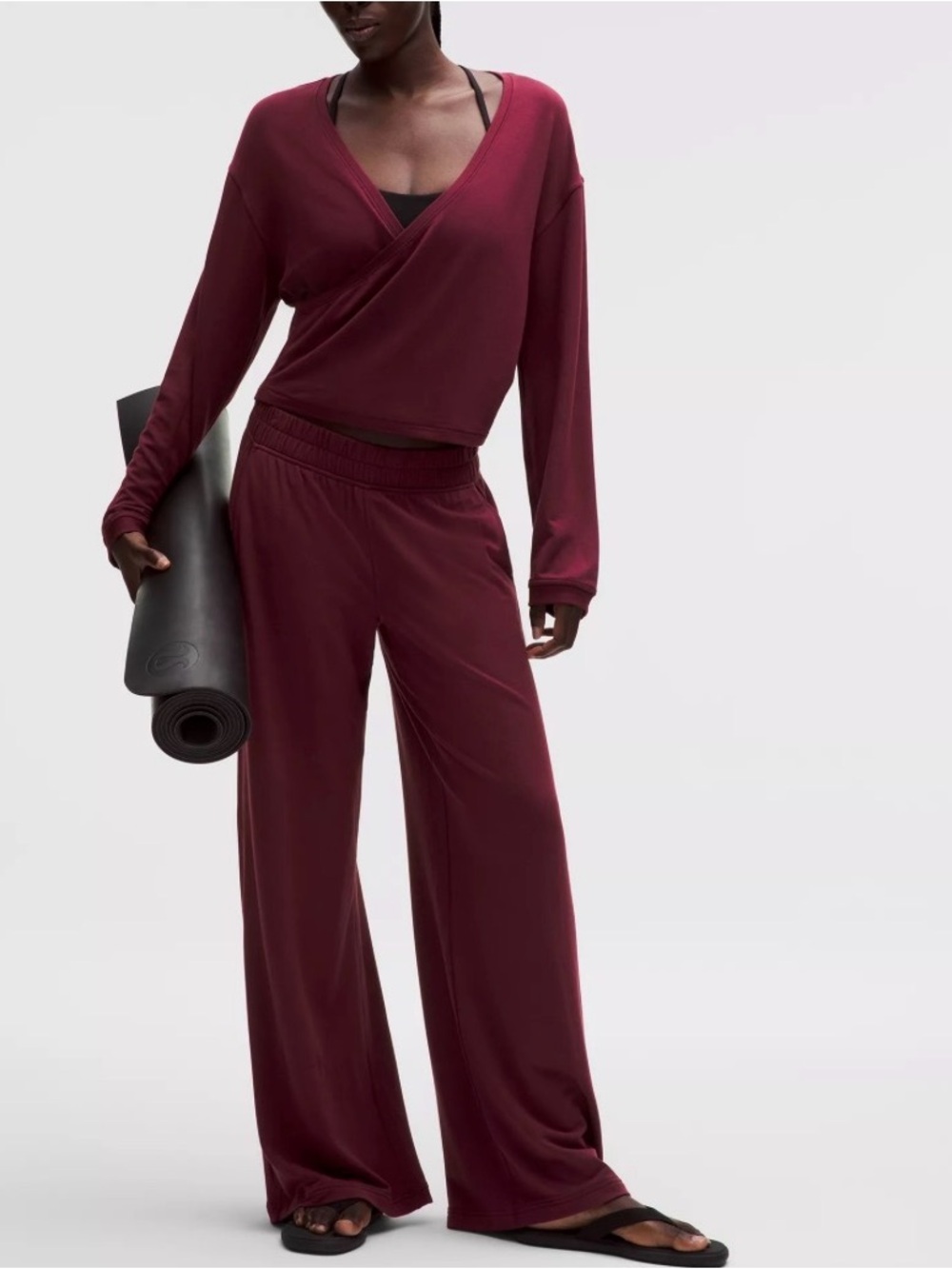 Lululemon Breezily MR Wide-Leg Pants in Burgundy Bay, Size Large